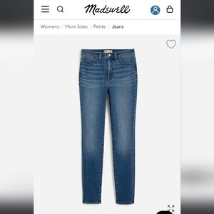 Madewell Blue Skinny Jeans Stretch Denim Mid-Rise
